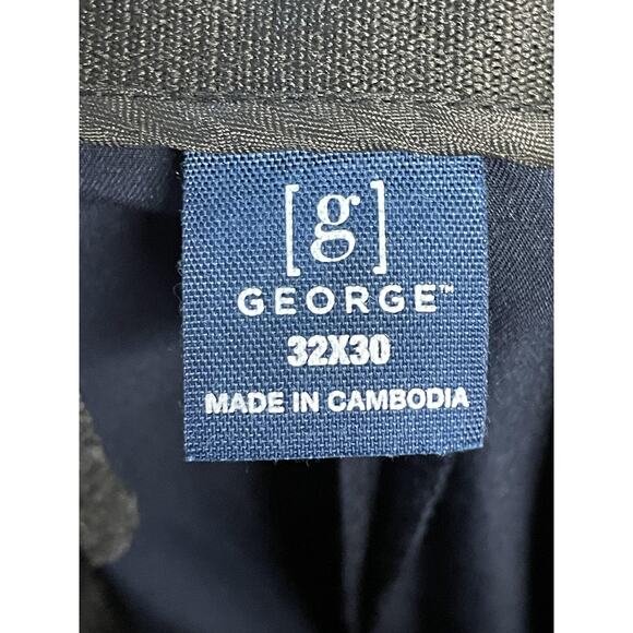 George Pants Mens 32x30 Blue Dress Slacks Flat Front Stretch Rayon Blend Office - Picture 9 of 12